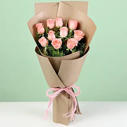 10 pink roses bouquet elegant romantic flower arrangement