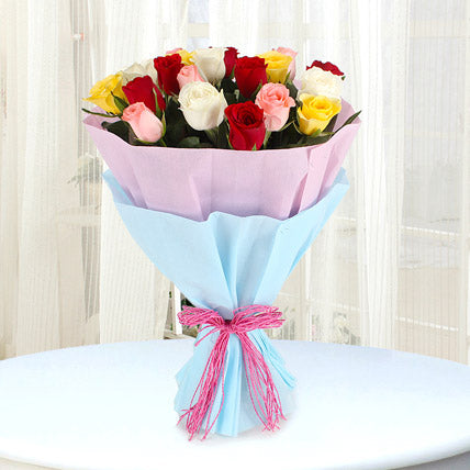 20 mixed roses bouquet colorful flower gift