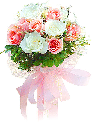 pink and white roses bouquet pastel elegant flower gift