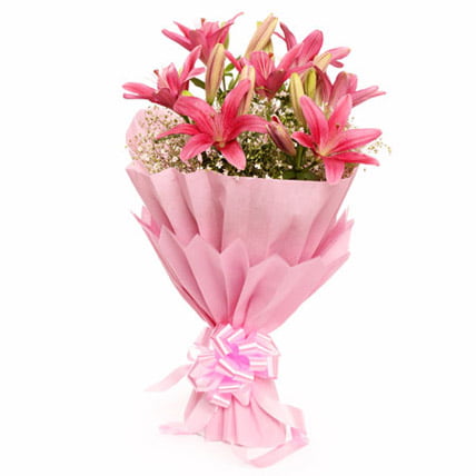pink lily bouquet elegant premium flower arrangement