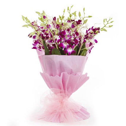 purple orchid bouquet premium elegant flower gift