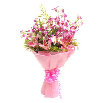 orchid and lily bouquet exotic premium flower arrangement