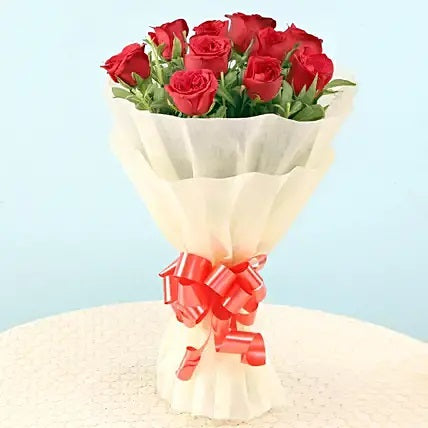 12 red roses bouquet cream wrapping romantic flower gift