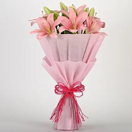 pink asiatic lilies bouquet premium flower gift