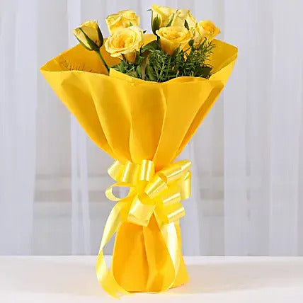 Yellow roses bouquet cheerful friendship flower gift