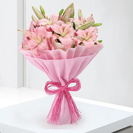 pink lily bouquet elegant romantic premium flower gift