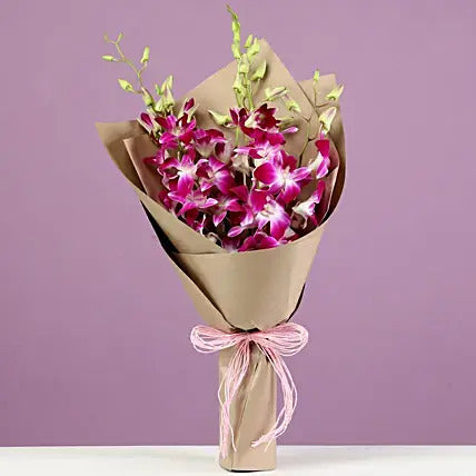 purple orchids bouquet dendrobium exotic flower arrangement