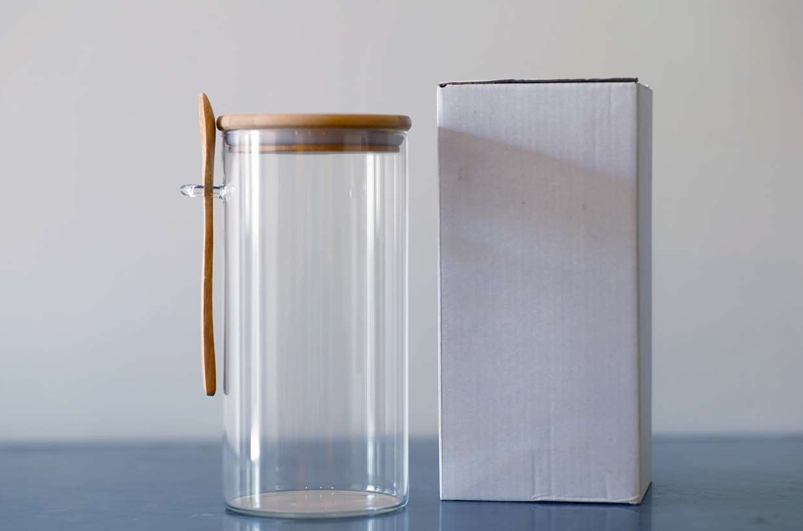 Borosil Jar Big +wood Lid & Spoon