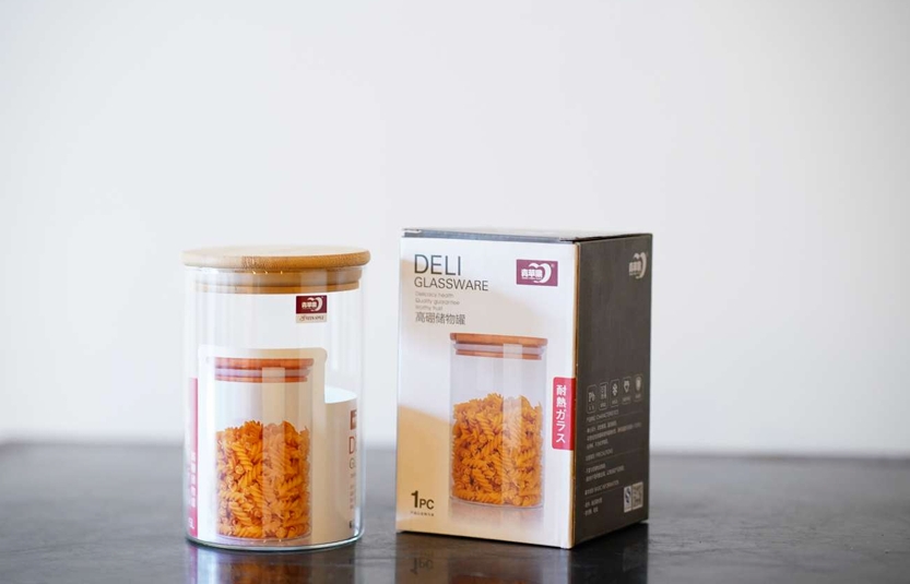 Borosil Jar + Wood Lid Deli 1050 ML