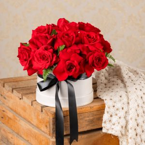 Luxury rose box arrangement with Ferrero Rocher chocolates, red roses and pink roses