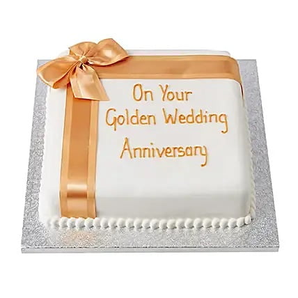 Golden Anniversary Fondant Cake